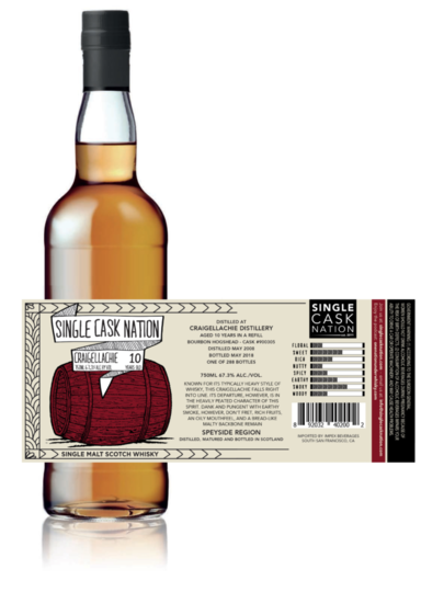 Single Cask Nation Craigellachie 10 Year Old Single Malt Scotch Whisky