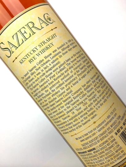 Sazerac 18 Year Old Kentucky Straight Rye Whiskey