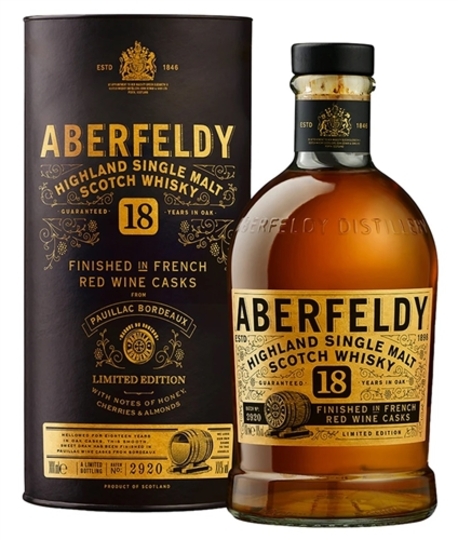 Aberfeldy Limited Release 18 Year Old Finished In French Red Wine Casks Single Malt Scotch Whisky