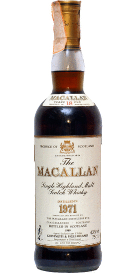 The Macallan 18 Year Old Sherry Oak Single Malt Scotch Whisky Low Neck Level