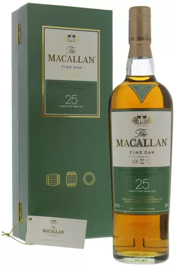 The Macallan Fine Oak 25 Year Old Single Malt Scotch Whisky Green Label Green Box