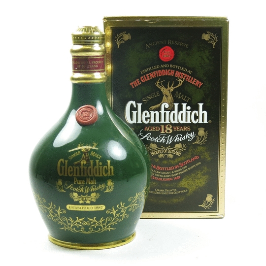Glenfiddich Spode Decanter Ancient Reserve 18 Year Old Single Malt Scotch Whisky Green