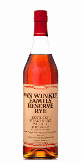 Old Rip Van Winkle Pappy Van Winkles 13 Year Old Family Reserve Straight Rye Whiskey