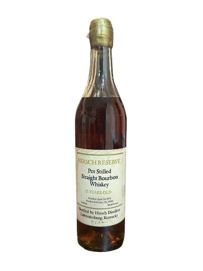 A H Hirsch Reserve 15 Year Old Gold Wax Pot Stilled Straight Bourbon Whiskey Cracked Wax Stained Label