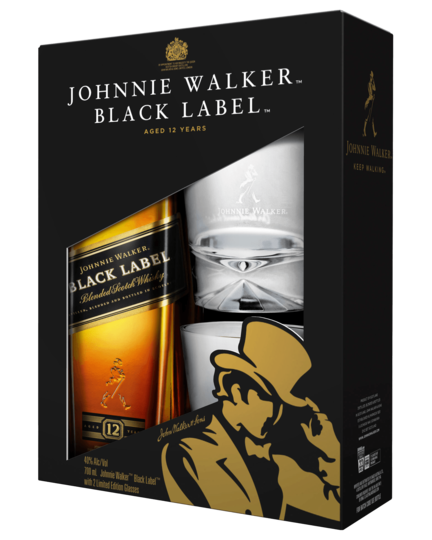 Johnnie Walker Black Label Blended Scotch Whisky Glass Ice Mould Gift Pack