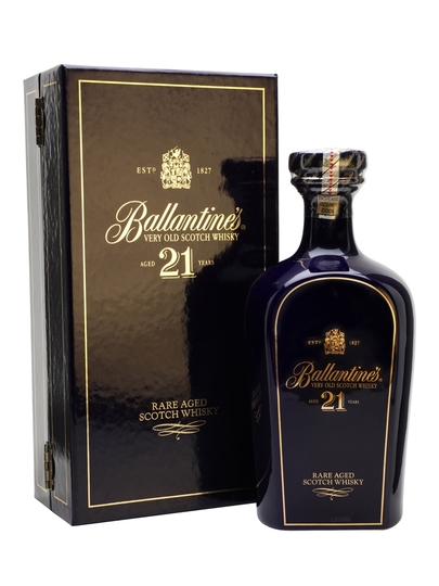 Ballantines Blue Ceramic Decanter 21 Year Old Blended Scotch Whisky