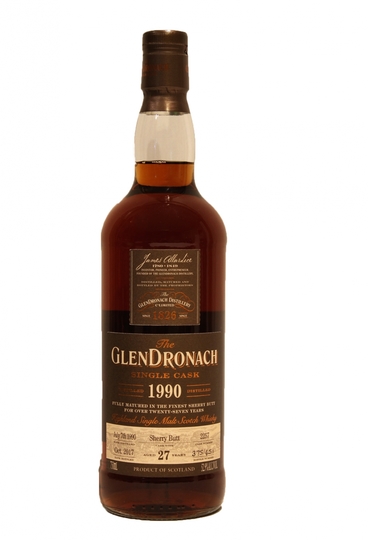 The Glendronach Single Cask 27 Year Old Pedro Ximinez Sherry Puncheon Single Malt Scotch
