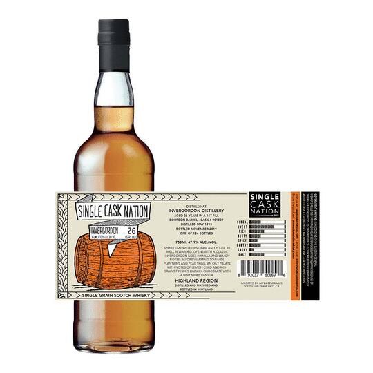Single Cask Nation Invergordon 26 Year Old Single Malt Whisky